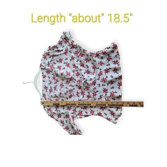 INTERMIX Evonne Silk Ruffle Floral Blouse — White/Red — Size 4 - Picture 6 of 7